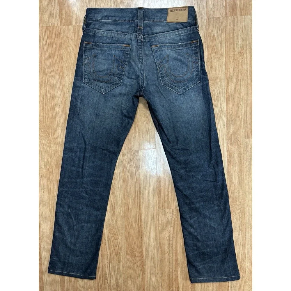 True Religion Mens Sz 28x29 Ricky Relaxed Straight Denim Jeans  Pockets Blue